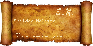 Sneider Melitta névjegykártya